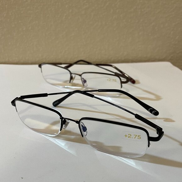 Design Optics Set of 2 Men’s Rectangular Reading Glasses +2.75 - Picture 2 of 8